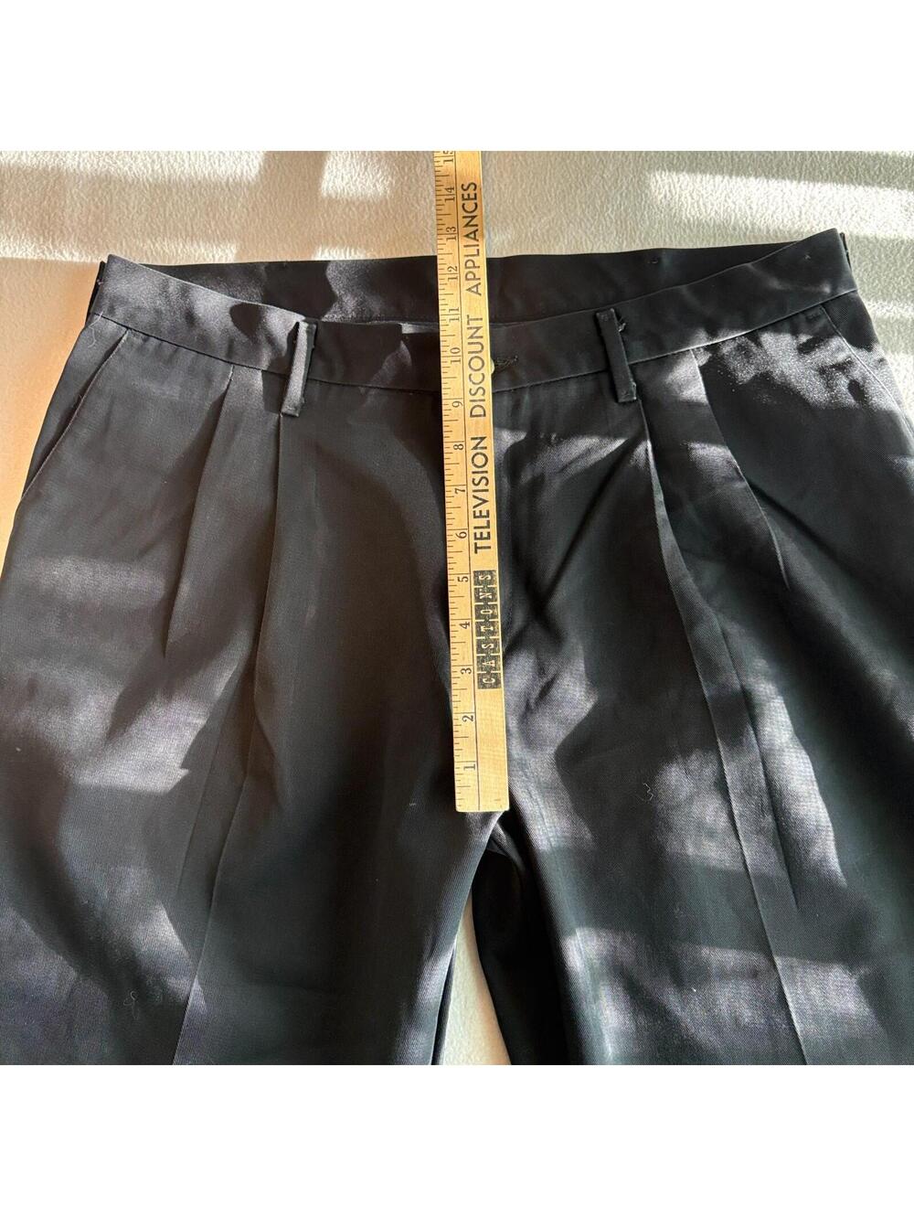 Vintage Pleated Dress Pants Mens 36x29 Fits Like 34x29 Black Trouser USA - Picture 6 of 7